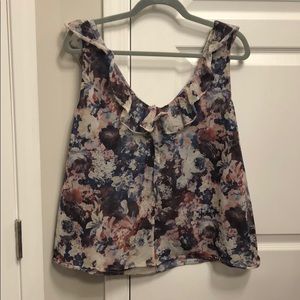 PULL&BEAR Floral Ruffled Tank Top Blouse
